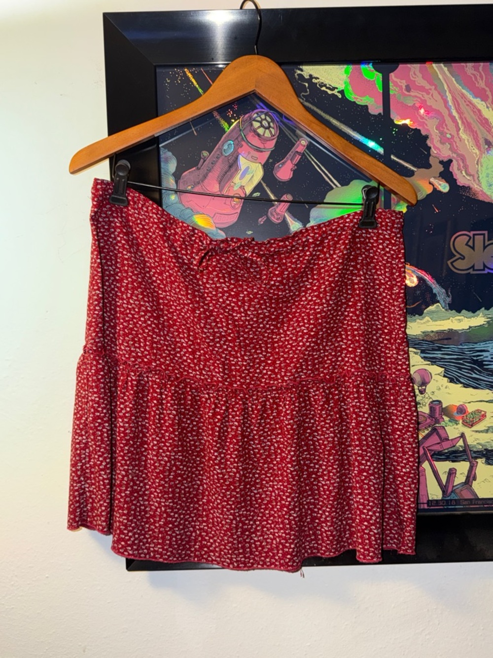 Brandy Melville Red Floral Circle Skirt